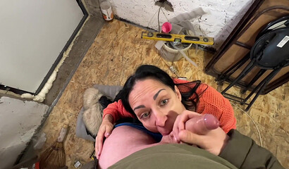 Stepmom Frintteza Surprises Step Son with a Deepthroat Cumshot