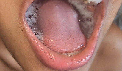 Brunette Teen Deepthroats Until She Gets a Cumshot