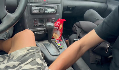 Unexpected Car Blowjob: She Cums in His Mouth Before My Hard Cock