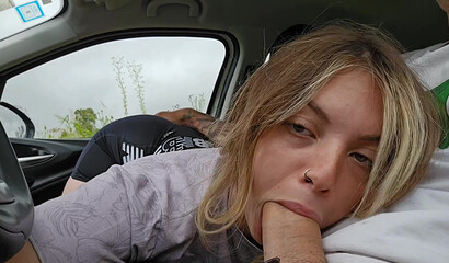 My Blonde Wife's Roadside Treat: A Big Dick Blowjob in the Car