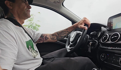 My Blonde Wife's Roadside Treat: A Big Dick Blowjob in the Car