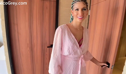 My Brunette Neighbor's Unexpected POV Coffee Break Fuck