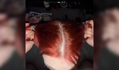 Redhead Gamer Girl Deepthroats Looking Up