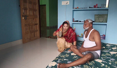 Desi Indian Wife Pleasured on the Bed