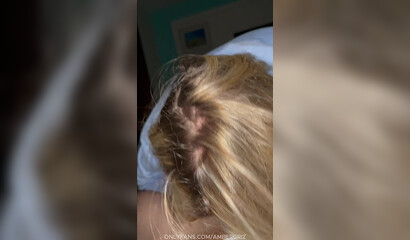 Blonde Babe Teases Her Tits Before a Night Blowjob