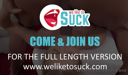 Gorgeous blonde giving handsome muscular guy phenomenal blowjob