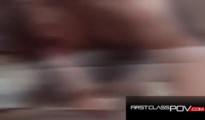 Busty Jessica Ryan sucks curved dick and goes for ride on it