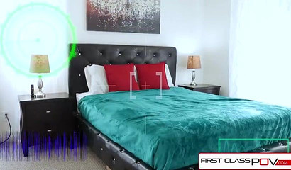 Slut with red hair and trimmed cunt Christiana Cinn rides big dick POV