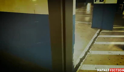 Hot Natali Fiction gives public head & swallows jizz at parking lot