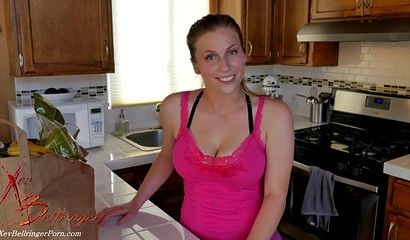 Stepmom Xev Bellringer pleasures her son with a blowjob and big juicy boobs