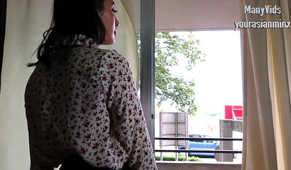 Naughty Asian slut gives lovely and sloppy blowjob