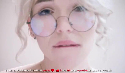 Blonde teen in stockings seducing her BF and gives him amazing blowjob