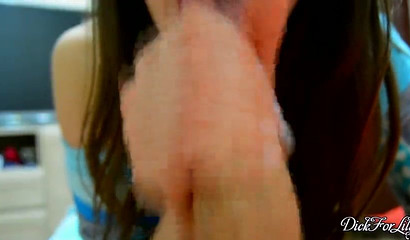 Skilled brunette pleasing my massive white shaft POV style