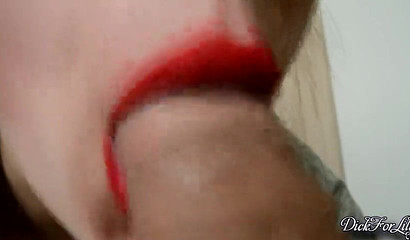 Sexy 18 year old teen with hot lips gives sensual blowjob