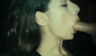 Skinny black haired sucks delicious dick and eats warm sperm