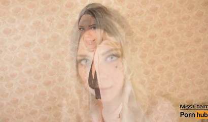 Platinum blonde teen MissCharm takes jizz in her mouth as she gives BJ