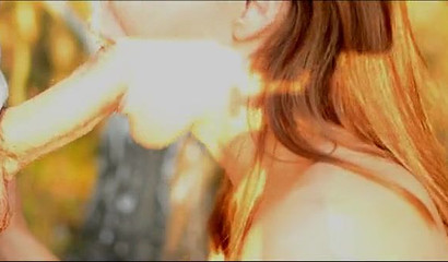 Brunette girl with no face gets her throat filled with schlong