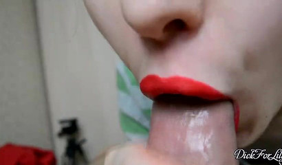 Naughty beauty wraps her lips around my huge dick and sucks it