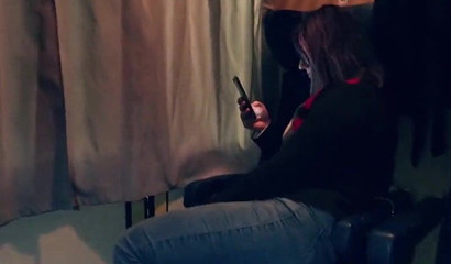 Hot girl with glasses sucks stranger's big dick in a train