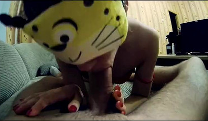 Lovely teenager teases with her round ass and gives wonderful blowing