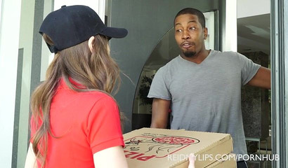 Young delivery girl gets into a rough interracial orgy