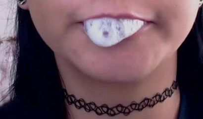 Slutty teen is thirsty for some white juice