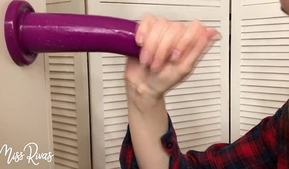 Russian teen hoe blows a purple sex toy
