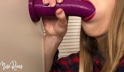 Russian teen hoe blows a purple sex toy