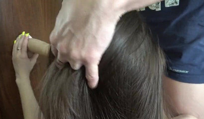 Russian bitch has two sticks to play with