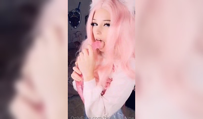 Little teen Belle Delphine plays with a toy in a solo