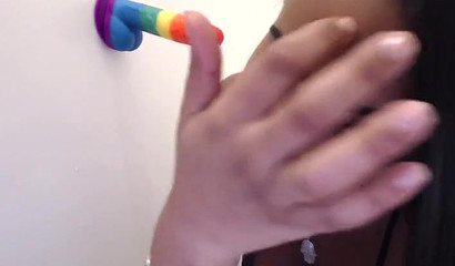 Hottie with a bubble ass Katt Leya blowing a dildo