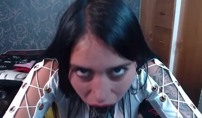 Latina girl on Chaturbate gives her toy a blowjob