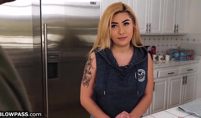 Blonde Serena Skye begs stepdad for forgiveness with a blowjob