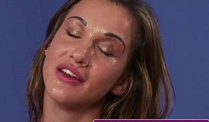 Busty tattooed British beauty gets cum blasted