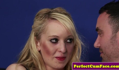 Mature knockout hops into stockings before a cock-worshipping session