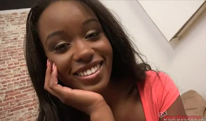 Ebony teen Jezabel Vessir swallowing a big load