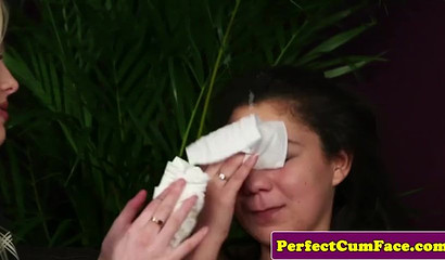 Young British babe strips at the casting & blows a boner