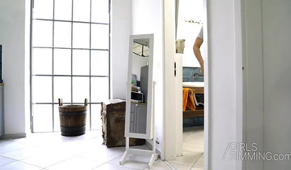 Curly brunette riding a cock after giving an intense rimjob