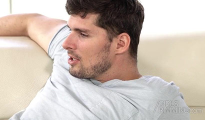 Curly brunette riding a cock after giving an intense rimjob