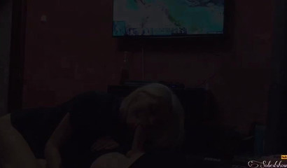 Blonde Freya Stein on her knees sucking a dick in homemade action