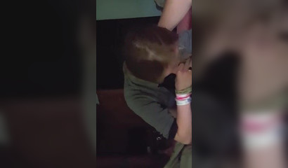 Fully clothed teen showing her cock-sucking skills