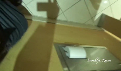 Latina babe Brooklyn Rivers throating a dick in the bathroom