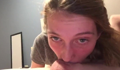 Naughty Brunette Teen Robin lovely Deepthroating A Massive Dick