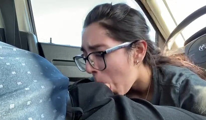 Nerdy Brunette Teen Madison Wilde Sucking Her Boss' Cock In The Car