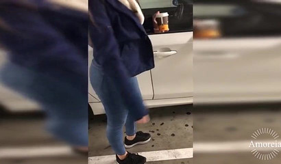 Sexy Blonde Teen Amoreia Sucking A Huge Cock In The Car