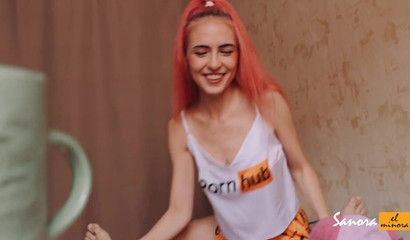 Little ginger receives a creampie in her mouth