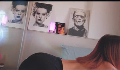 Nasty redhead deepthroats her stepbro and swallows him thick load