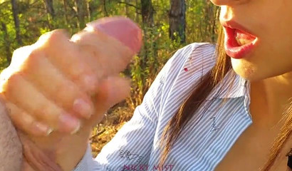 Lustful teen Nicky Mist getting her big tits sprayed with jizz