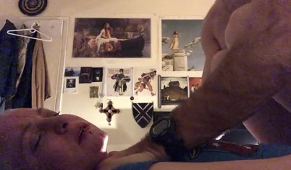 Wicked Fellow choking a blonde slut while drilling her asshole