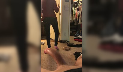 Blonde cumslut with big tits tasting her boyfriend's fat penis